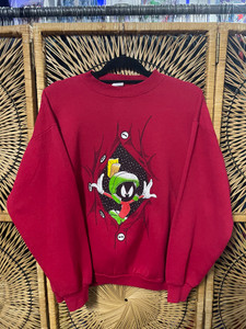 90s Looney Tunes Marvin the Martian Red Crewneck Sweatshirt Size Large 90s Looney Tunes Marvin the Martian Red Crewneck Sweatshirt Size Large