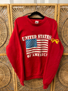 Vintage 1991 United States of America US Flag Red Crewneck Sweatshirt Size XL Vintage 1991 United States of America US Flag Red Crewneck Sweatshirt Size XL