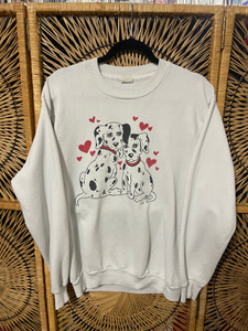 Vtg 90s Dogs Dalmatians & Hearts White Crewneck Sweatshirt Size XL Vtg 90s Dogs Dalmatians & Hearts White Crewneck Sweatshirt Size XL