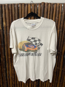 Vtg NASCAR White Racing T-Shirt Size XL Vtg NASCAR White Racing T-Shirt Size XL