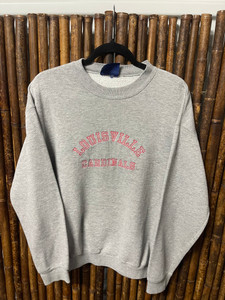 90s University of Louisville Cardinals Gray Embroidered Crewneck Sweatshirt Size Large 90s University of Louisville Cardinals Gray Embroidered Crewneck Sweatshirt Size Large