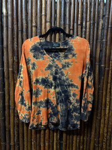 Tryst Charcoal/Orange Tie Dye Women's Long-sleeve Size Large Tryst Charcoal/Orange Tie Dye Women's Long-sleeve Size Large