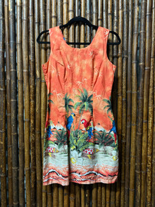 Vintage Orange Tropical Mini Dress Women's Size Medium Vintage Orange Tropical Mini Dress Women's Size Medium