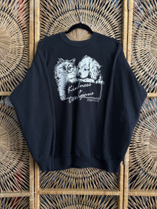 Vtg Kindness is Contagious Cats & Dogs Black Crewneck Sweatshirt Size XL Vtg Kindness is Contagious Cats & Dogs Black Crewneck Sweatshirt Size XL