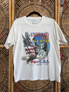 Vintage Y2K 2001 9/11 United We Stand God Bless USA White T-Shirt Size Large Vintage Y2K 2001 9/11 United We Stand God Bless USA White T-Shirt Size Large