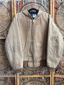 Vintage Sandstone Carhartt Blanket Lined Hooded Work Jacket Coat Size Large Tall Vintage Sandstone Carhartt Blanket Lined Hooded Work Jacket Coat Size Large Tall