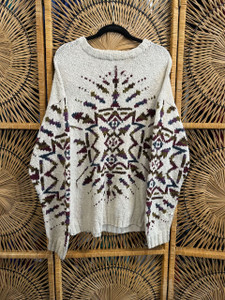 Vintage Handknit Aztec Fall Winter Sweater Size Large Vintage Handknit Aztec Fall Winter Sweater Size Large
