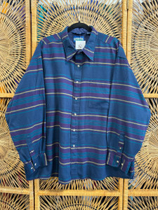 Harbor Bay  Purple & Blue Striped Flannel Shirt Size XXL 2XL Harbor Bay  Purple & Blue Striped Flannel Shirt Size XXL 2XL