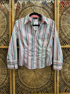 Y2K New York & Co Multicolored Striped Button Down Women's Size Small