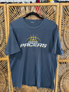 Adidas NBA Indiana Pacers Basketball Yellow Ball Navy T-Shirt Size XL X-Large
