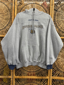 Vintage Lee Sport Notre Dame University Fightin' Irish Grey Hoodie Sweatshirt Size XL