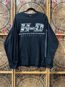 Vintage Y2K 2009 Harley Davidson HD Lafayette, IN Black Long Sleeve T-shirt Size XL