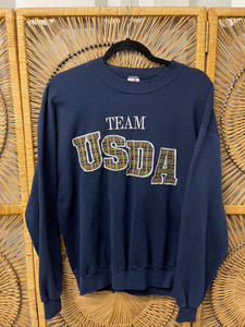 90s Team USDA Navy Blue Embroidered Crewneck Sweatshirt Size Large 90s Team USDA Navy Blue Embroidered Crewneck Sweatshirt Size Large