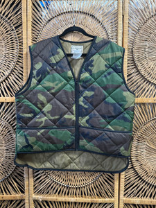 Vintage 80s 90s Northwest Territory Camo Camouflage Quilted Vest Size Large