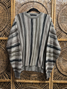 Vintage Protege Multicolor Textured Striped Wavy Sweater Size Medium
