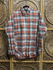 Ralph Lauren RL Orange Plaid Classic Fit Button Down Shirt Size Large