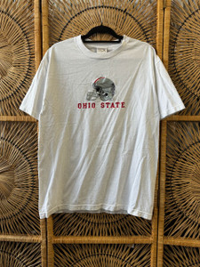 Y2K Ohio State University OSU Buckeyes Stitched Football Helmet White T-Shirt Size Large