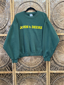 Vintage 90s Y2K John Deere Green Crewneck Sweatshirt Size Large