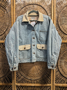 Vintage 80s Banana Republic Corduroy Pocket Denim Jacket Size Small
