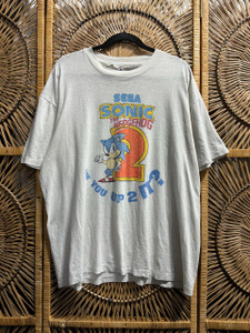 Vintage 90s 1992 SEGA Sonic the Hedgehog 2 "Are You Up 2 It?" White T-Shirt Size XL