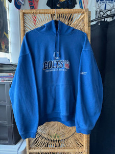 Vtg NFL Indianapolis Colts Football Blue 3D Embroidered Hoodie Sweatshirt Size 2XL XXL