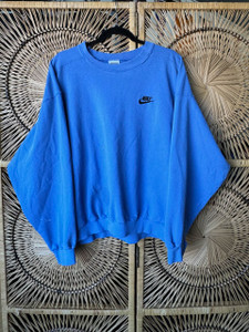 Vintage 80s 90s Nike Grey Label Mini Swoosh Sky Blue Crewneck Sweatshirt Size Large