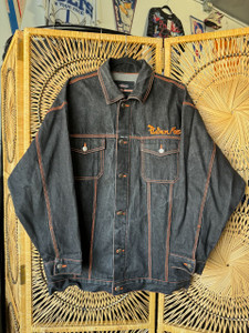 Vintage 90s Platinum Nova Jeans Embroidered Dark Wash Denim Jacket Size 3XL XXXL