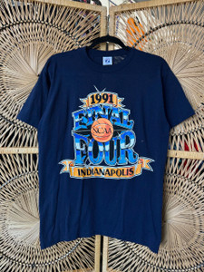 Vtg 90s Logo 7 1991 NCAA Indianapolis Final Four Size Navy T-Shirt Large
