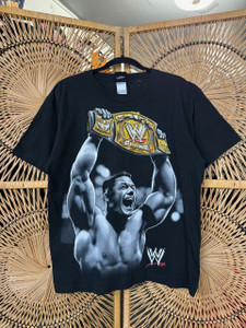 Vtg Y2K 2007 WWF WWE Wrestling John Cena Champ Black T-Shirt Size Large