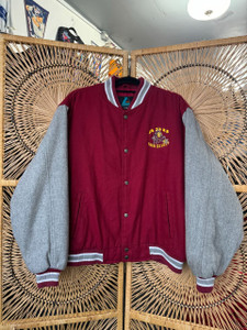 Vtg 90s Y2K Logo Athletic Arizona State University ASU Sun Devils Maroon Grey Felt Bomber Jacket Size Large