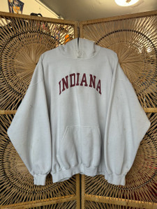 Vintage Y2K Indiana University IU Hoosiers White Hoodie Sweatshirt Size XXL 2XL