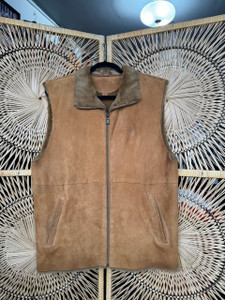 Y2K UGG Tan Suede Faux Fur Vest Size Large