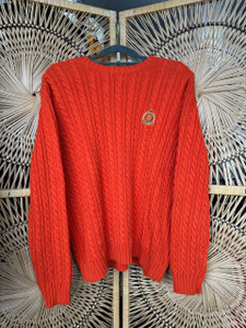 Y2K Lauren By Ralph Lauren LRL Orange Cable Knit Sweater Size Medium