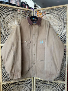 Vintage 90s Carhartt Blanket Lined Sandstone Canvas Chore Jacket Size 2XL XXLarge