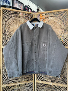 Vintage 90s Carhartt Blanket Lined Ash Brown Canvas Chore Jacket Size XXL 2XL