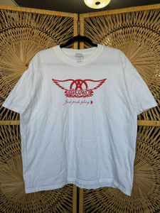 VTG Y2K 2001 Aerosmith 'Just Push Play' White T-Shirt Size Medium M