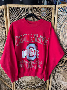 Vintage Y2K Ohio State University OSU Buckeyes Spell-out Red Crewneck Sweatshirt Size Large