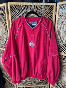 Vintage Y2K Nike Team Ohio State Buckeyes OSU Buckeyes Center Check Red Pullover Windbreaker Size Large