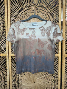 Vintage LA Movers Butterflies Brown T-Shirt Size Medium