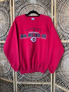 Y2K 2002 MLB Cincinnati Reds Red Crewneck Sweatshirt Size Large