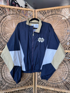 Vtg 90s Y2K Champion Notre Dame Irish Black & Gold Windbreaker Jacket Sz Large L