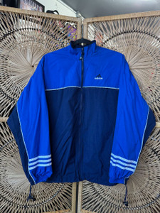 Vtg Y2K Adidas Tricolor Blue Windbreaker Jacket Size Large