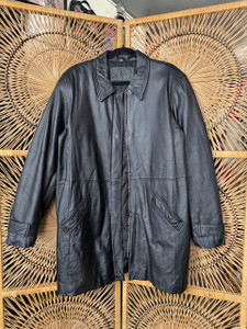 Jacqueline Ferrar Leather Trench Coat Jacket Size Large