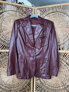 Vintage Etienne Aigner Ox Blood Red Leather Jacket Women's Size Medium