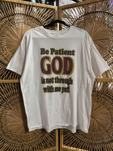 Vintage Be Patient, God Is Not Through Jesus Tee White T-Shirt Size XL