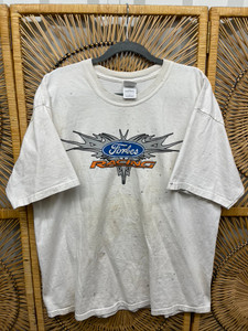 Y2K Ford Racing Rik Forbes Midget Car Racing White T-Shirt Size XL