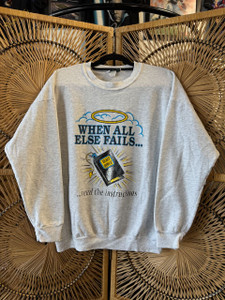 Vintage 90s "When All Else Fails...Read The Instructions" Holy Bible Grey Crewneck Sweatshirt Size Large
