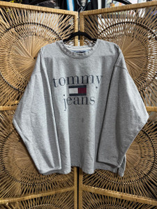 Vintage 90s Tommy Jeans Gray Crewneck Sweatshirt Size X-Large XL
