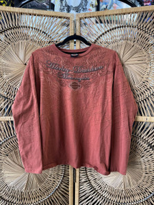 Vintage 90s Y2K Harley Davidson HD Indianapolis, IN Burnt Orange Long Sleeve T-Shirt Size X-Large