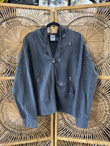 Y2K HD Harley Davidson Grunge Studded Gun Metal Gray Full Zip Jacket Women's Size X-Large